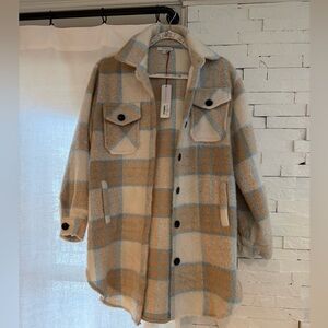 Veveret Thick Brushed Checker Midi Jacket